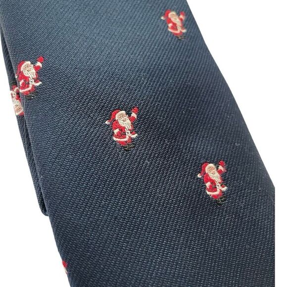 Cape Cod Neckwear Santa Tie Navy Blue Embroidered - Picture 2 of 3